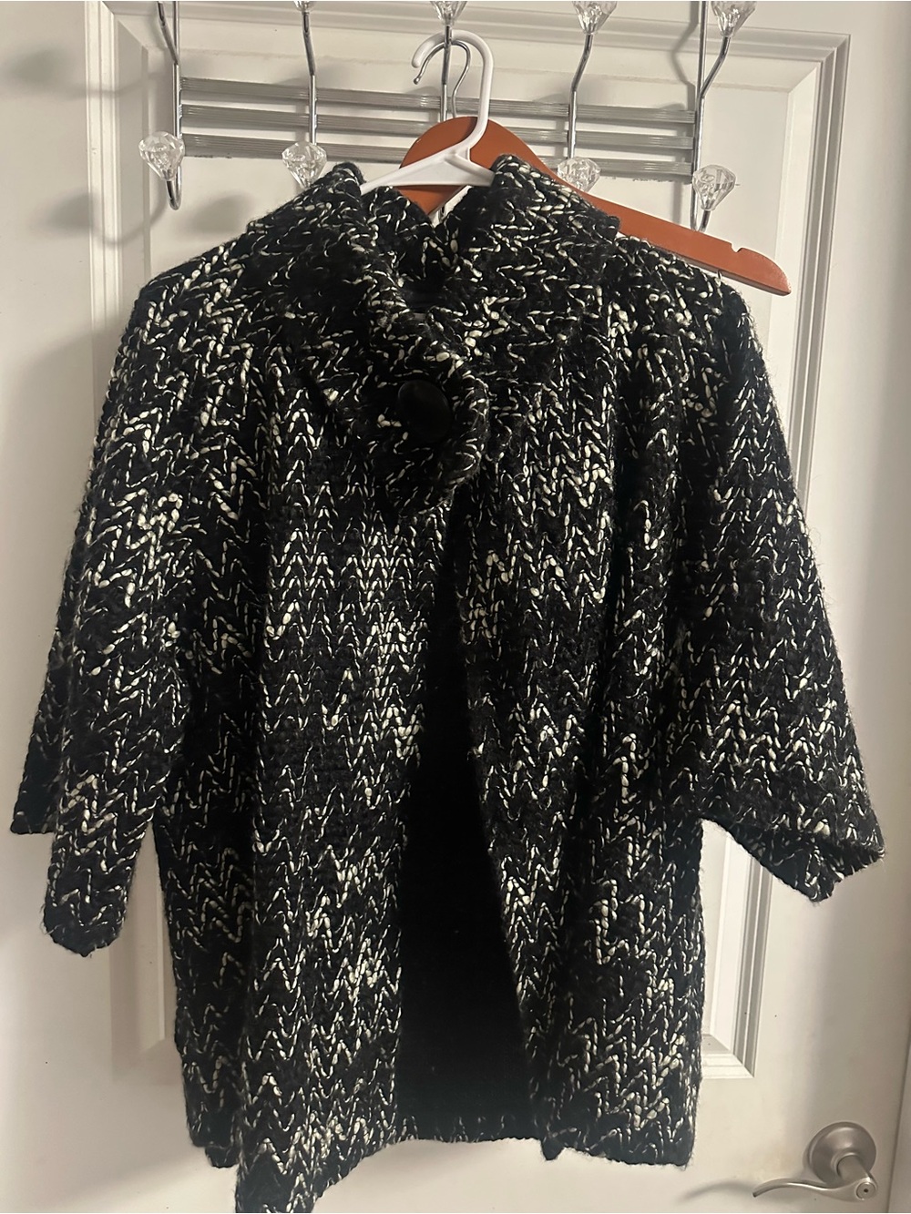 Susan Bristol Black & White Knit Women's Sweater Coat